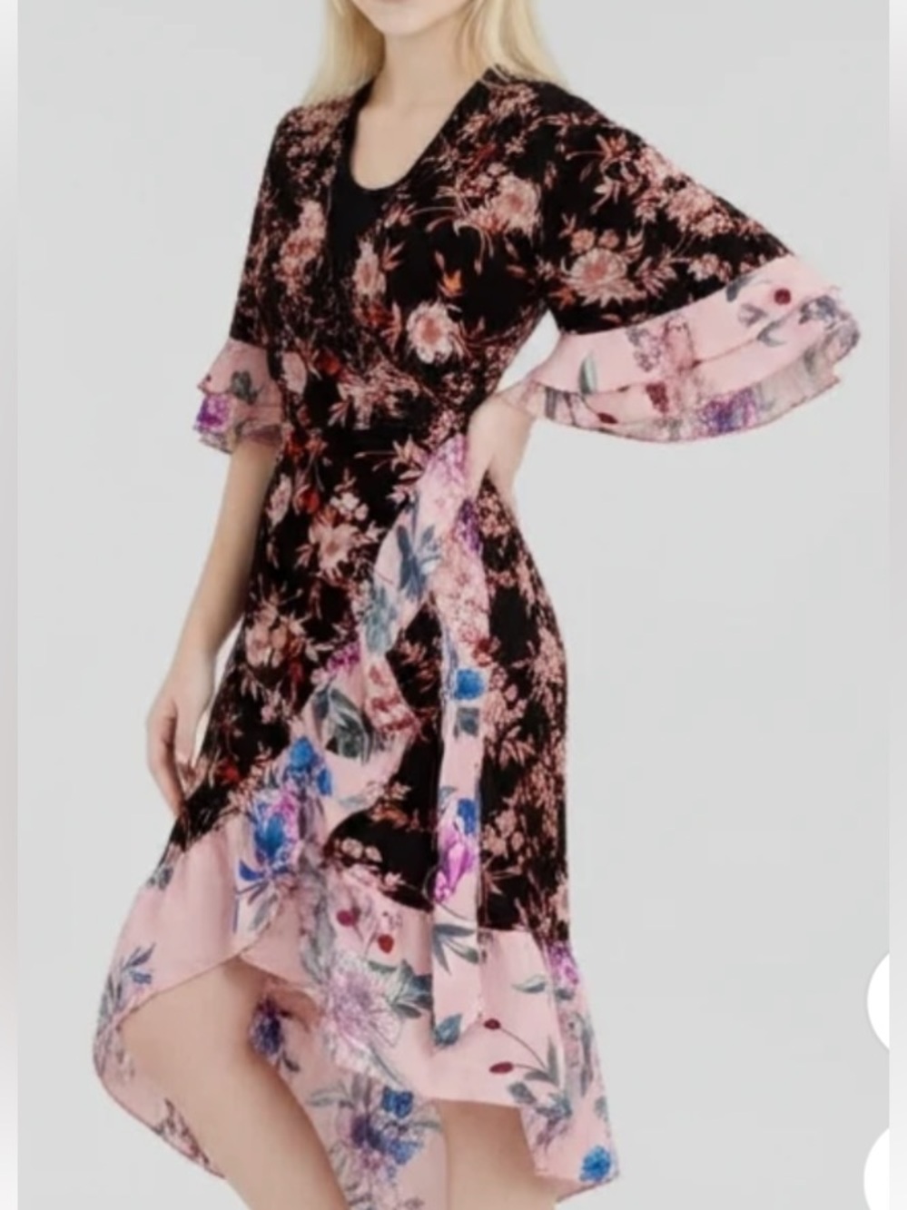 Floral Mix Print Wrap Dress